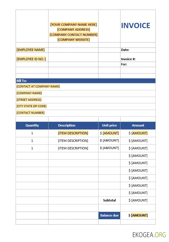 Modèle de facture de vente template Modèle de facture de vente template